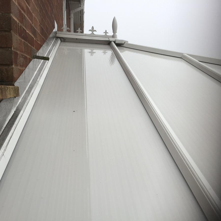 Conservatory roof after cleaning, bright and clear